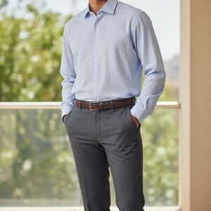 Bachrach Men's Sky Blue Pinstripe Dress Shirt